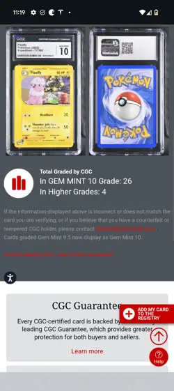 (POP 26) CGC 10 GEM MINT Flaaffy 77/165 - Expedition - Pokemon 2002 - Image 4