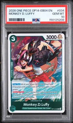 PSA 10 2026 One Piece Op14-Eb04-The Azure Sea'S Seven #034 Monkey D. Luffy - Image 1