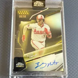 Topps 2026 Chrome Black Zach Neto Angels Autograph 08/50 Insert #CBA-ZNE - Image 1