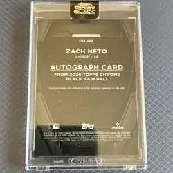 Topps 2026 Chrome Black Zach Neto Angels Autograph 08/50 Insert #CBA-ZNE - Image 2