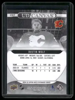 2024-25 Upper Deck Extended Series UD Canvas Black Dustin Wolf #C317 - Image 2