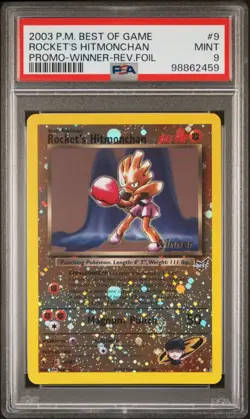 2003 POKEMON BEST OF GAME PROMO WINNER #9 ROCKET'S HITMONCHAN-REVERSE FOIL PSA 9 - Image 1