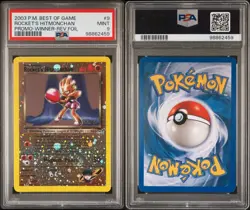 2003 POKEMON BEST OF GAME PROMO WINNER #9 ROCKET'S HITMONCHAN-REVERSE FOIL PSA 9 - Image 3