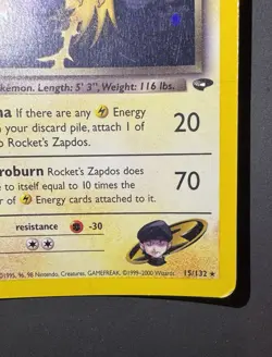 2000 Pokemon Rocket's Zapdos 15/132 Gym Challenge Holo Rare HP - Image 3