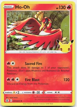 Ho-Oh 001/025 Rare Celebrations Pokemon Holo Near Mint - Image 1