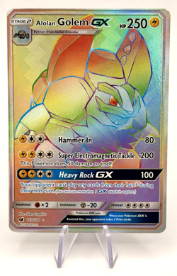 Alolan Golem GX 113/111 Rainbow Rare Crimson Invasion Pokemon M/Lightly Played - Image 1