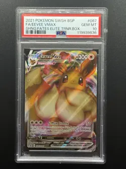 Pokemon Shining Fates EEVEE VMAX PSA 10 #SWSH087 Elite Trainer Box Promo - Image 1