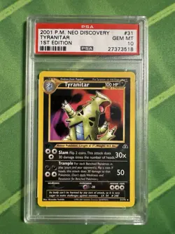 2001 Pokemon Neo Discovery #31 Tyranitar- Non-Holo PSA 10 - Image 1