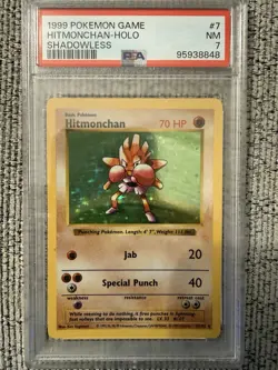Pokemon TCG Hitmonchan 7/102 PSA 7 Shadowless Base Set 1999 WOTC UK - Image 1
