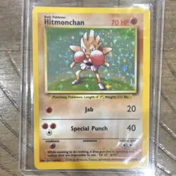 Pokemon TCG Hitmonchan 7/102 Base Set Holo Rare WOTC 1999 70 HP - Image 1