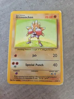 Hitmonchan 7/102 Holo 1999 WOTC Pokemon TCG Card Base Set - Image 1