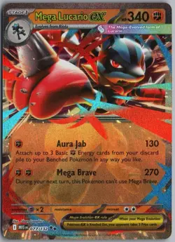 MEGA LUCARIO EX 077/132 DOUBLE RARE MEGA EVOLUTION POKEMON HOLO - Image 1