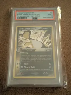 2004 POKEMON EX TEAM ROCKET RETURNS #2 DARK AMPHAROS-HOLO PSA 9 - Image 3