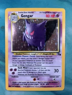 Pokemon 1999 Gengar Fossil Unlimited Holo 5/62 LP+ - Image 2