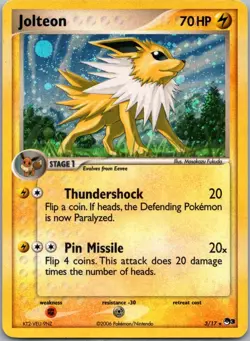 Jolteon 3/17 POP Series 3 Rare Holo w/ Swirl Pokemon - Image 1