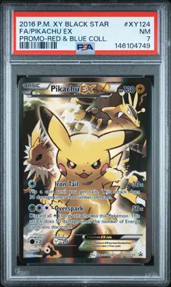 2016 POKEMON XY BLACK STAR PROMO RED & BLUE COLLECTION FULL ART/PIKACHU EX PSA 7 - Image 1