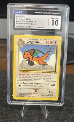 1999 Dragonite Black Star Promo Pokemon Card WB Movie Promo, #5, CGC 10 - Image 1