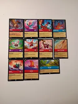 Disney Lorcana Moana Lot 11 Cards 1 Cold Foil &10 Commons - Image 1