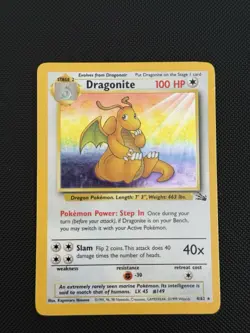 Dragonite 4/62 Unlimited Holo Rare Fossil Pokemon Card - Image 1