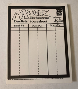 Vintage Magic The Gathering MTG Duelists Scoresheet Tournament Life Pad Promo - Image 1
