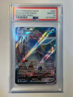 Pokemon TCG 2021 Evolving Skies Glaceon VMAX 041/203 Holo Full Art PSA 10 - Image 1