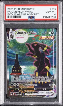 2021 POKEMON SWORD & SHIELD EVOLVING SKIES SECRET FULL ART/UMBREON VMAX PSA 10 - Image 1