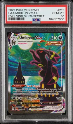 2021 POKEMON SWORD & SHIELD EVOLVING SKIES SECRET FULL ART/UMBREON VMAX PSA 10 - Image 1
