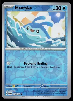 Mantyke Common Reverse Holo Paradox Rift PAR 039/182 Pokemon NM 2023 - Image 1