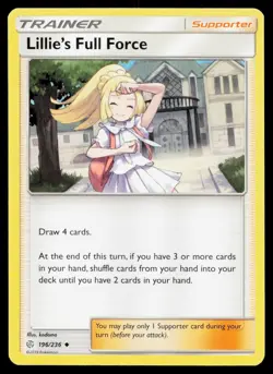 Lillie's Full Force UC Cosmic Eclipse CEC 196/236 Pokemon LP 2019 - Image 1