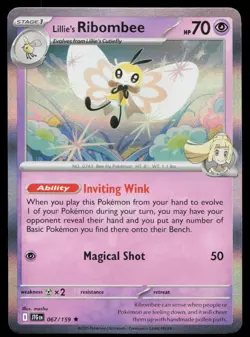 Lillie's Ribombee Rare Holo Journey Together JTG 067/159 Pokemon NM 2025 - Image 1