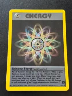 Rainbow Energy 17/82 Unlimited Holo Rare Team Rocket Pokemon LP - Image 1