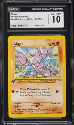 CGC 10 Pokemon Gligar 67/105 Neo Destiny 1st Edition 2002 - Image 1