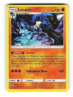 Lucario 71/147 Holo Rare Burning Shadows Pokemon Holo Near Mint - Image 1