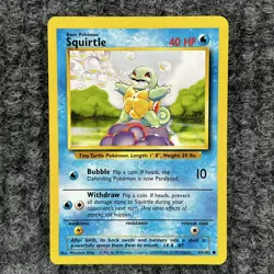 Vintage Pokemon Base Set Squirtle 63/102 Common MP Card Regular - Image 1