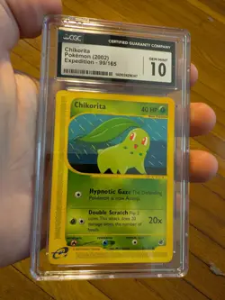 (POP 24) CGC 10 GEM MINT Chikorita 99/165 Pokemon Expedition 2002 eReader - Image 1