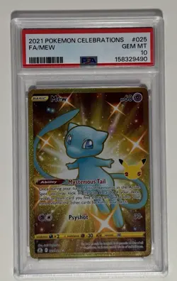 Mew 025/025 PSA 10 GEM MINT Pokemon Celebrations Full Art Gold Shiny 2021 - Image 1