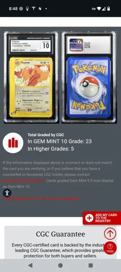 (POP 23) CGC 10 GEM MINT Pokemon 2002 Expedition Base Set 45/165 Rare Fearow - Image 4