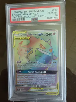 2020 Pokemon Sun &Moon gengar &mimiku tag team PSA 10 #277 Indonesian ONLY 9 - Image 1
