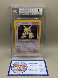 Vintage Wotc 1999 Pokemon Base Set Alakazam Holo 1/102 BGS 8 Beckett - Image 1