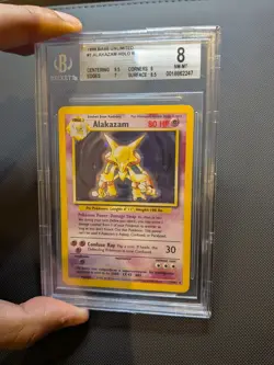 Vintage Wotc 1999 Pokemon Base Set Alakazam Holo 1/102 BGS 8 Beckett - Image 5