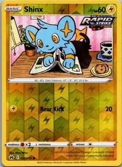 Shinx 039/159 Common Crown Zenith Pokemon Reverse Holo Near Mint - Image 1