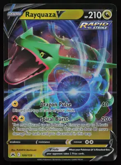 Rayquaza V 100/159 Crown Zenith CRZ Holo V Rare Pokemon LP - Image 1