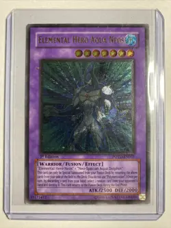 Elemental Hero Aqua Neos Ultimate Rare 1st Ed POTD-EN031 Silver Stamp Misprint - Image 1