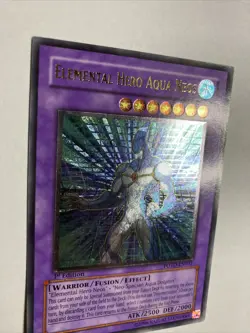Elemental Hero Aqua Neos Ultimate Rare 1st Ed POTD-EN031 Silver Stamp Misprint - Image 4