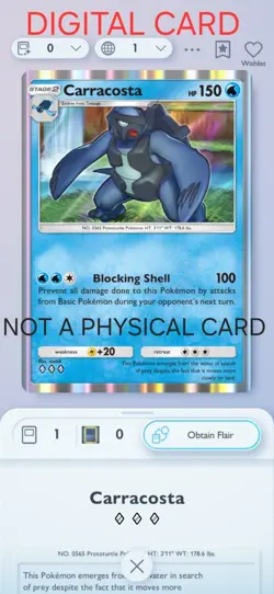 Carracosta Pokemon Pocket Mobile Game Card Mega Rising Set ◇◇◇ Rare Card Trade - Image 1