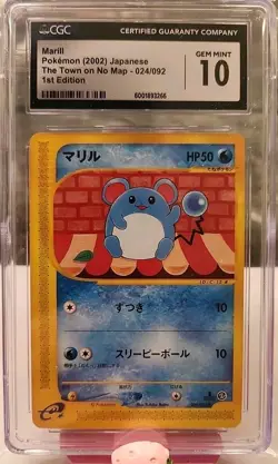 2002 Pokemon Marill The Town Of No Map 1st Edition #24 CGC 10 - Image 1