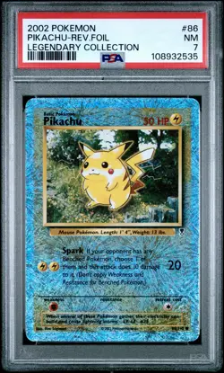 2002 POKEMON LEGENDARY COLLECTION #86 PIKACHU-REVERSE FOIL PSA 7 - Image 1