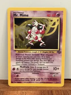 Vintage Pokemon Jungle 1999 Mr. Mime Holo 6/64 MP - Image 1