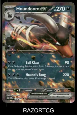 HOUNDOOM EX 134/197 DOUBLE RARE OBSIDIAN FLAMES POKEMON HOLO NM/M - Image 1