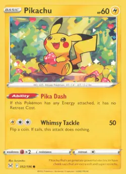 PIKACHU 052/196 COMMON LOST ORIGIN POKEMON NEAR MINT - Image 1